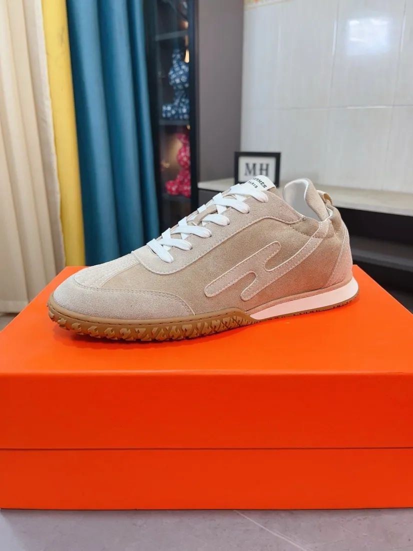 Men's shoes 💰480🌸🌸[HERMES] Hermès sneakers, the upper is made of calfskin and suede, imported materials, full of texture, the lightweight sole is decorated with contrasting patterns, creating a versatile fashion style. Size: 38-44, 45 customized